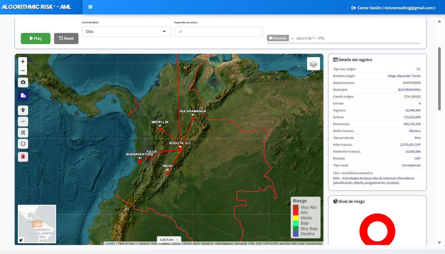 Mapa exclusivo con rutas de transacciones